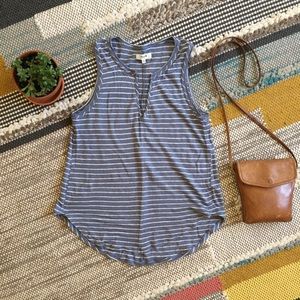 Madewell Linen Split-Neck Tank Top